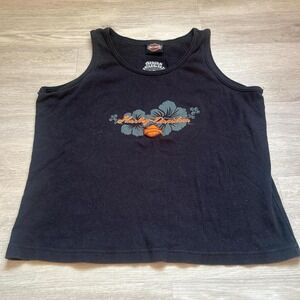 Harley Davidson‎ Y2K Floral Hawaiian Tank Top Womens XL Biker 2000s